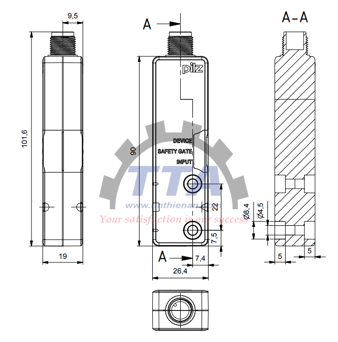 Bản vẽ kích thước PILZ PSEN cs5.1 M12/8 (542059)_Tín Thiên An