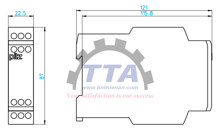 Bản vẽ kích thước PILZ S1PN 400-500VAC (890210)_Tín Thiên An