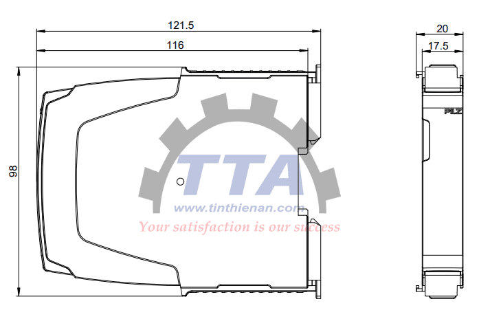 Bản vẽ kích thước PILZ PNOZ yio2 2DI 3NO (2A000015)_Tín Thiên An