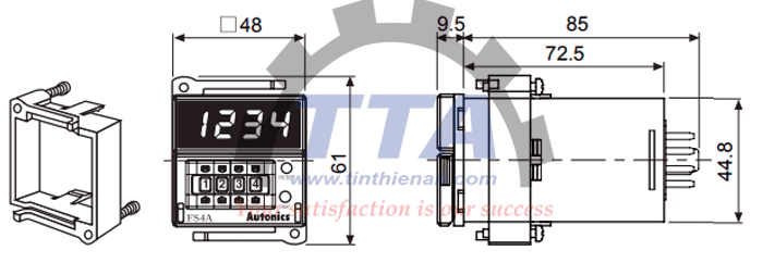 Bản vẽ kích thước Bộ đếm Autonics FS4-1P4_Tín Thiên An