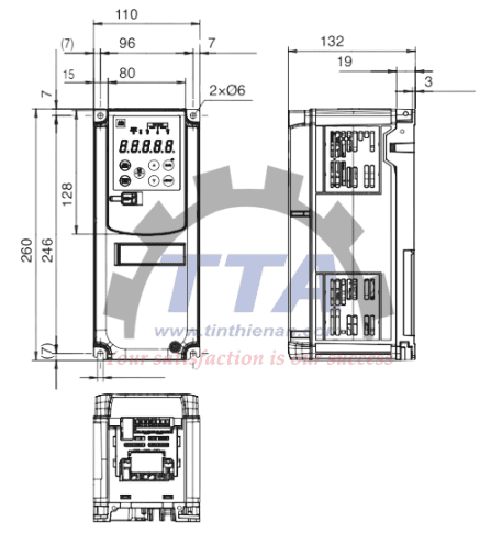 Bản vẽ kích thước biến tần Fuji FRN0002G2S-4G_Tín Thiên An