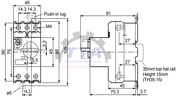 Bản vẽ kích thước CB Fuji BM3RHB-P40