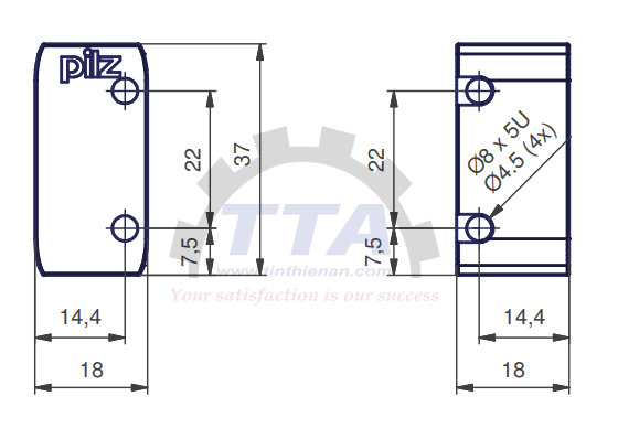 Bản vẽ kích thước bộ truyền động PILZ 506301_Tín Thiên An