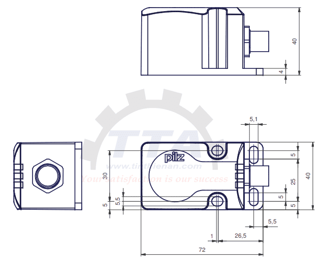 Bản vẽ kích thước công tắc an toàn PILZ PSEN cs1.1p (540000)_Tín Thiên An