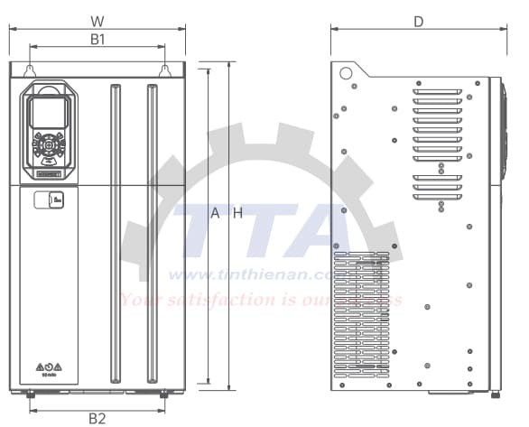 Bản vẽ kích thước biến tần Megmeet MV820G1-4T90B_Tín Thiên An