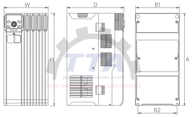Bảng vẽ kích thước biến tần Megmeet MV820G1-4T18.5B_Tín Thiên An