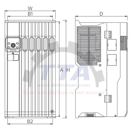 Bản vẽ kích thước biến tần Megmeet MV820G1-4T37B_Tín Thiên An